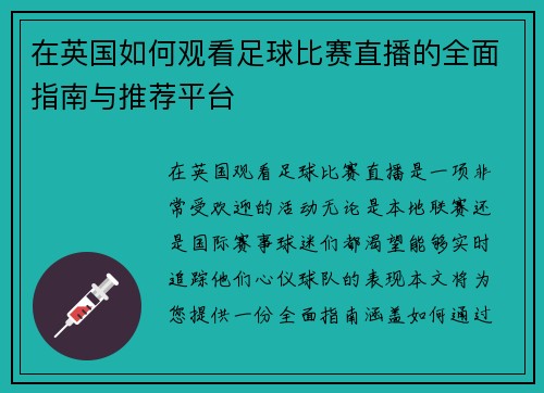在英国如何观看足球比赛直播的全面指南与推荐平台